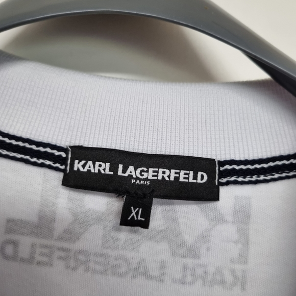 Karl lagerfeld multi logo polo shirt Size xl black/white - Picture 3 of 5